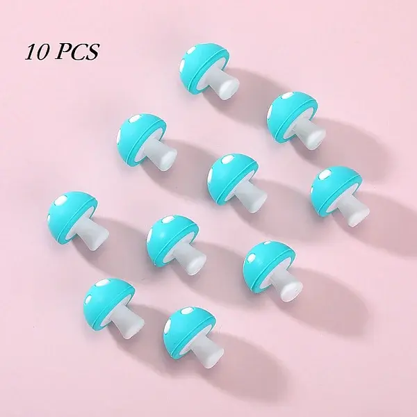 10Pcs Mushroom Silicone Focal Beads