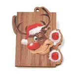 Christmas Theme Wood Printed Brooches for Women