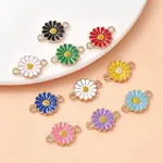 10Pcs 10 Colors Zinc Alloy Enamel Sunflower Connector Charms