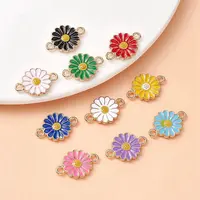 10Pcs 10 Colors Zinc Alloy Enamel Sunflower Connector Charms