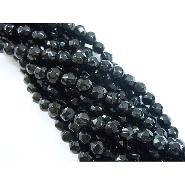 Synthetic Black Stone Beads Strands