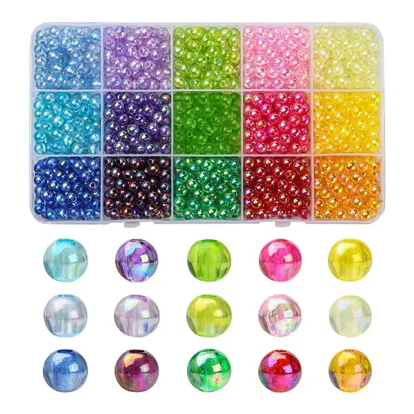 15 Colors Transparent Acrylic Beads