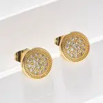 Brass Micro Pave Clear Cubic Zirconia Stud Earrings