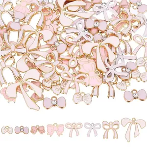 80Pcs 8 Styles Alloy Enamel Pendants