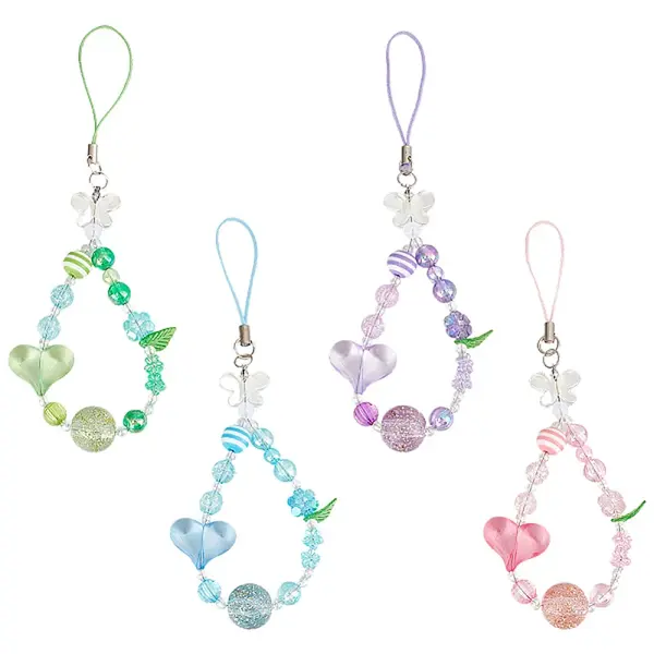 4Pcs Resin & Acrylic Mobile Straps