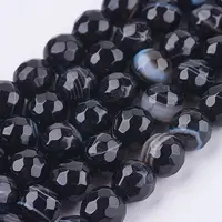 Natural Madagascar Black Agate Bead Strands