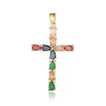 Brass Micro Pave Colorful Cubic Zirconia Pendants
