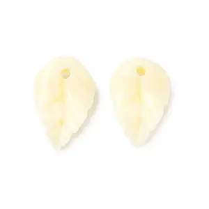 Synthetic Coral Dyed Leaf Charms