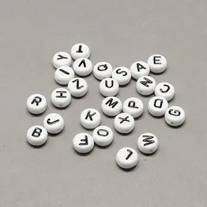 White and Black Acrylic Horizontal Hole Letter Beads