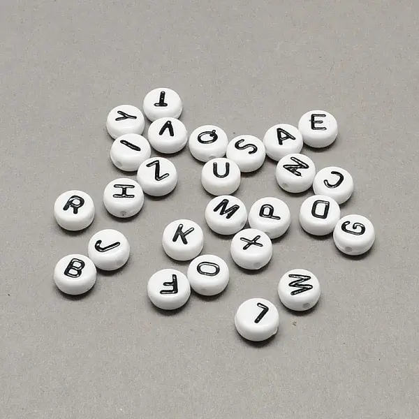 White and Black Acrylic Horizontal Hole Letter Beads