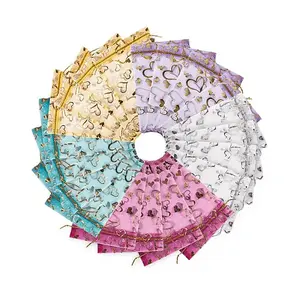 Heart Printed Organza Bags