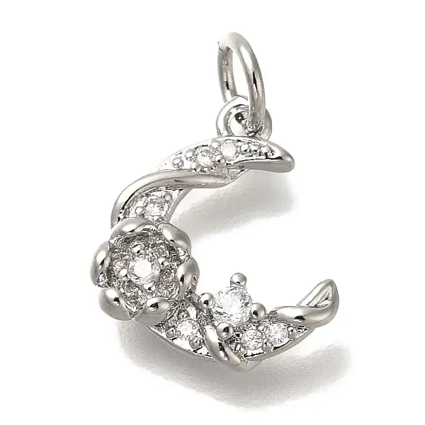 Rack Plating Brass Micro Pave Cubic Zirconia Charms