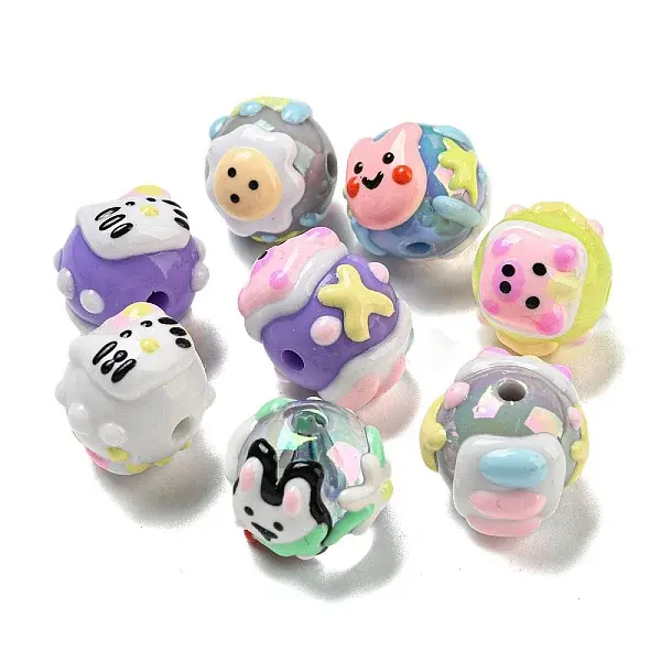 Hand Painted Acrylic with Enamel Beads