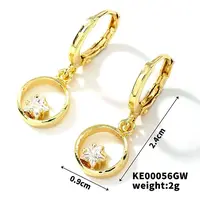 Fashionable Copper Inlaid Zircon Hoop Earrings