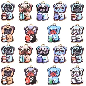 36Pcs 9 Colors Printed Alloy Enamel Pendants
