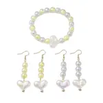 Round & Heart Acrylic Beads Bracelet & Dangle Earring Set