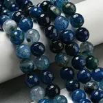 Faceted Natural Dragon Veins Agate Beads Strands