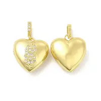 Brass Micro Pave Clear Cubic Zirconia Locket Pendants