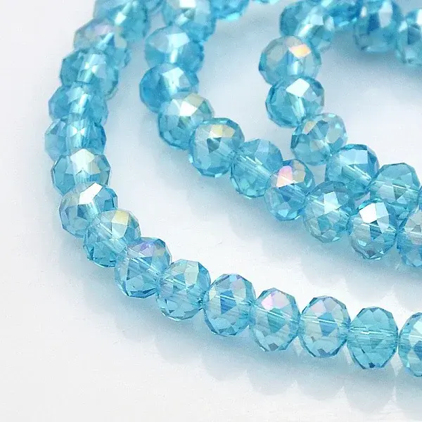 AB Color Plated Faceted Rondelle Electroplate Glass Beads Strands