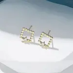 Brass Clear Cubic Zirconia Stud Earrings