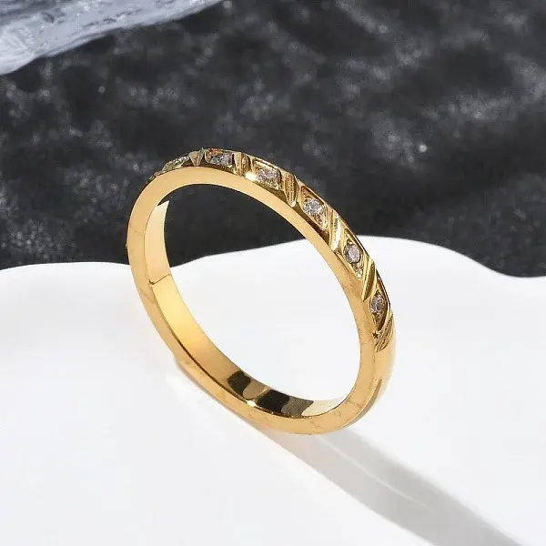 304 Stainless Steel Cubic Zirconia Finger Rings for Women