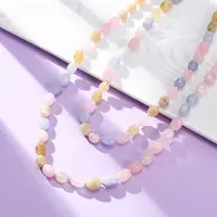 Macaron Color Natural Dyed Malaysia Jade Tumble Stone Nuggets Beaded Long Necklaces for Women