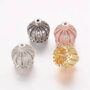 Brass Micro Pave Cubic Zirconia Beads