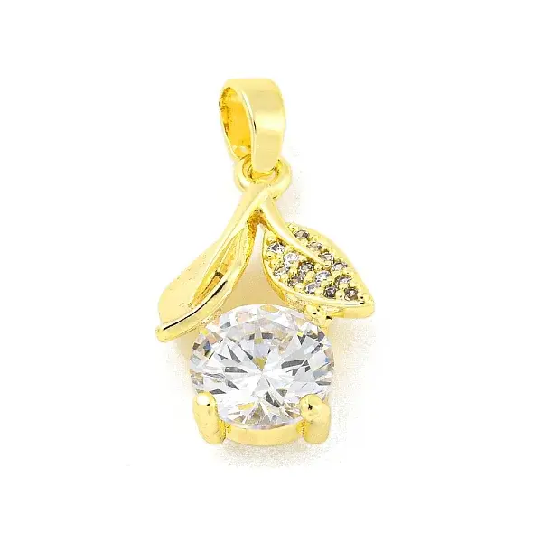 Brass Micro Pave Clear Cubic Zirconia Pendants