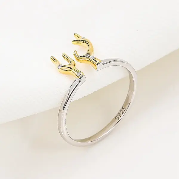 Antler Shape 925 Sterling Silver Micro Pave Cubic Zirconia Cuff Rings for Women