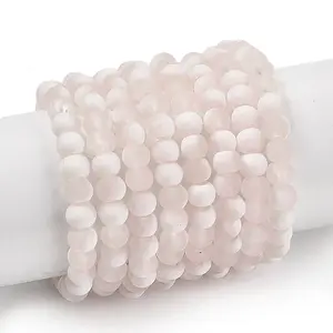 Frosted Crackle Glass Beads Strands