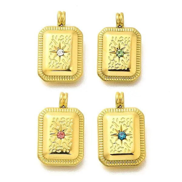304 Stainless Steel Rhinestone Pendants