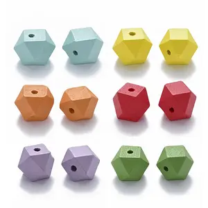 Painted Natural Wood Beads