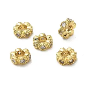 Brass Micro Pave Cubic Zirconia Beads