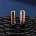 Brass Micro Pave Cubic Zirconia Oval Hoop Earrings