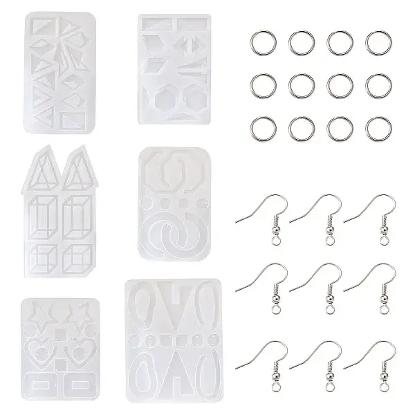 6Pcs DIY Geometry Earrings Silicone Resin Casting Molds