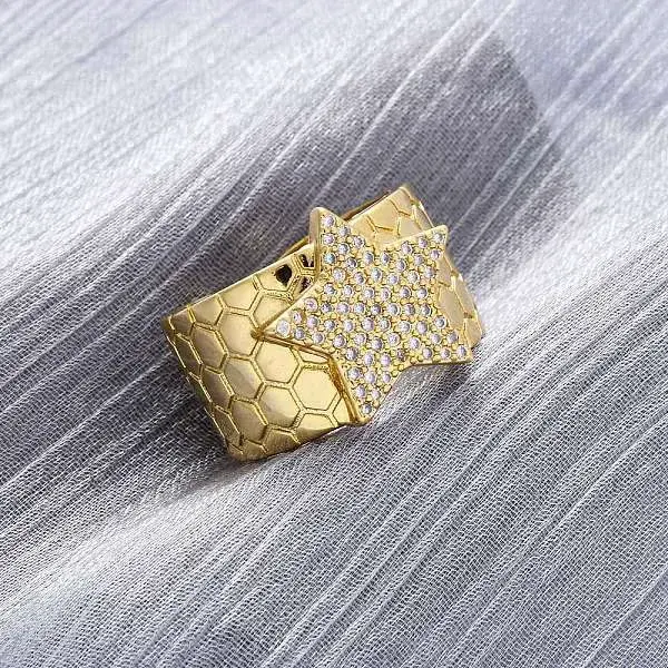 Brass Micro Pave Clear Cubic Zirconia Cuff Rings for Women