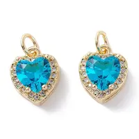 Brass Micro Pave Cubic Zirconia Charms