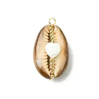 Natural Cowrie Shell Copper Wire Wrapped Pendants
