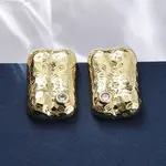 Rectangle Brass Micro Pave Cubic Zirconia Stud Earrings