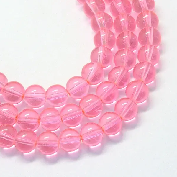 Baking Painted Transparent Glass Round Bead Strands