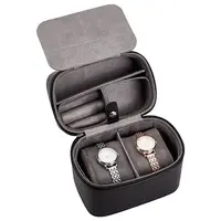 Cowhide Leather Watch Storage Zipper Boxes with Velvet Inside