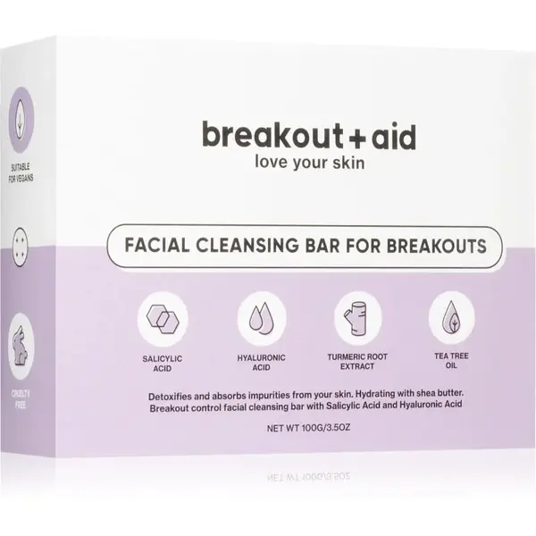 breakout + aid Facial Cleansing Bar mýdlo na problematickou pleť s kyselinou salicylovou