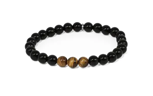 Agato Korálkový náramek z onyxu a tygřího oka MINK141/21