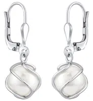 Silvego Elegantní visací náušnice se Swarovski® Perlou SILVEGOBP31644
