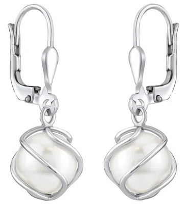 Silvego Elegantní visací náušnice se Swarovski® Perlou SILVEGOBP31644