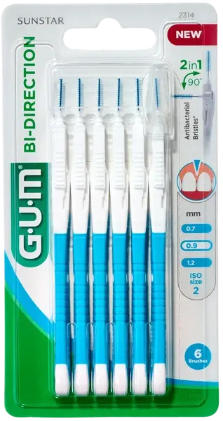 GUM Medzizubné kefky BI-DIRECTION modrý 0,9 mm 6 ks
