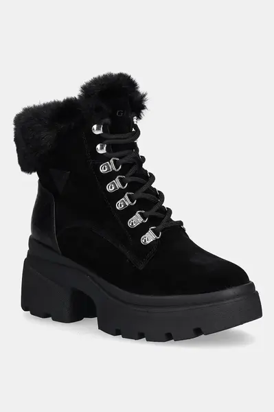 Nízké kozačky Guess YARELI černá barva, na podpatku, zateplené, FLFYRL SUE10