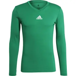 adidas TEAM BASE LONG SLEEVE TEE Pánské fotbalové triko, zelená, velikost XXL