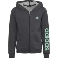 adidas LINEAR FULL-ZIP HOODIE Dívčí mikina, tmavě šedá, velikost