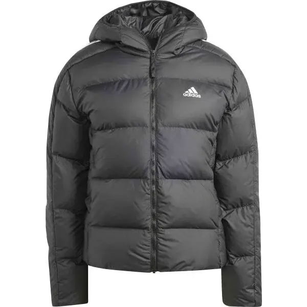adidas ESSENTIALS 3-STRIPES MID DOWN HOODED Dámská bunda, černá, velikost